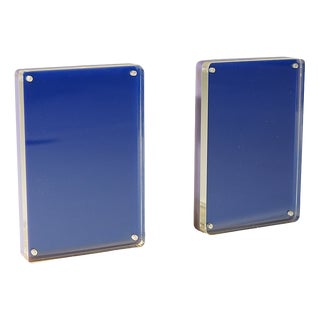 Blue and Clear Photo Frames, 1970s, Set of 2 For Sale