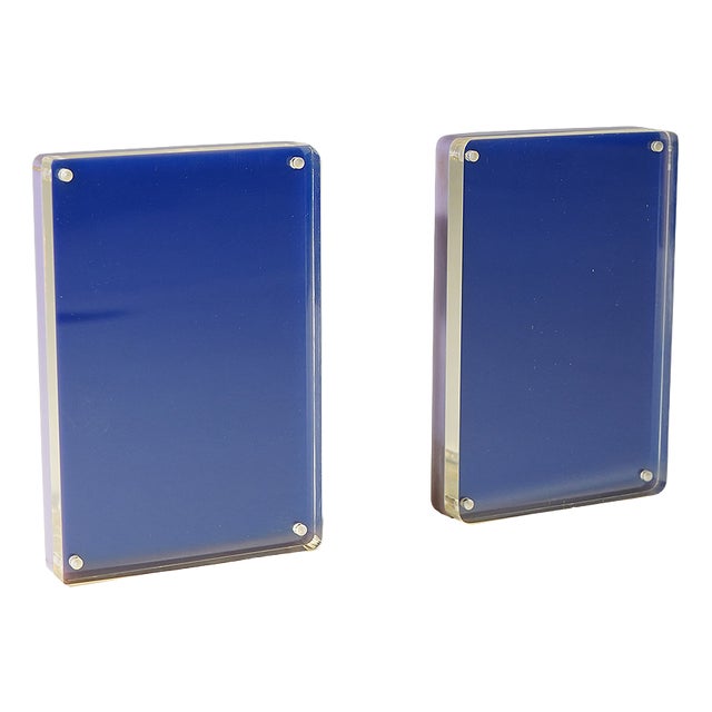 Blue and Clear Photo Frames, 1970s, Set of 2 For Sale