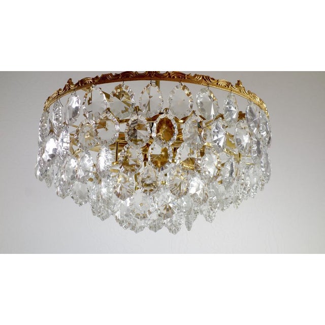 Brass and Lead Crystal Chandelier from Schröder and Co., 1960s For Sale - Image 6 of 15