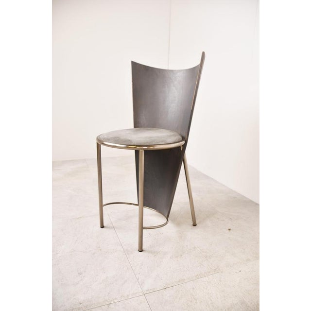 Gray Vintage Dining Chairs from Frans Van Praet, 1990s, Set of 4 For Sale - Image 8 of 12