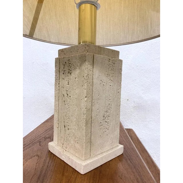 Vintage Travertine Table Lamp with Square Foot, 1960s For Sale - Image 4 of 9