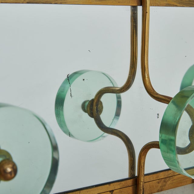 Italian Italian Fontana Arte Style Brass + Glass Wall Mounted Coat Rack, 1950s For Sale - Image 3 of 18