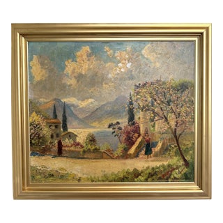 Listed Danish Artist Finn Wennerwald 1896–1969 Antique Oil Painting Landscape For Sale