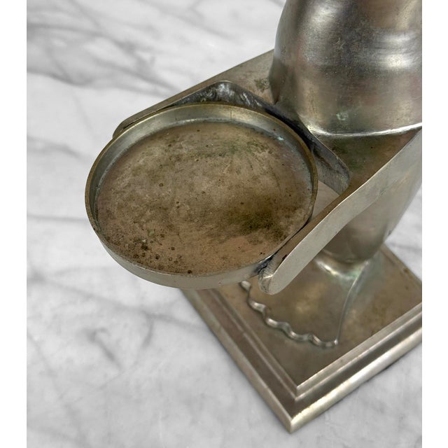 Silver Vintage Art Deco Pewter Penguin Butler Catchall Serving Dish For Sale - Image 8 of 10