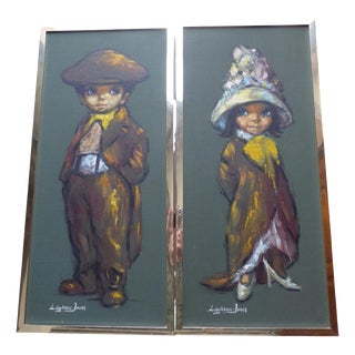 Barry Leighton-Jones, Pair of The Street Urchins, Mid Century, Oil Painting For Sale