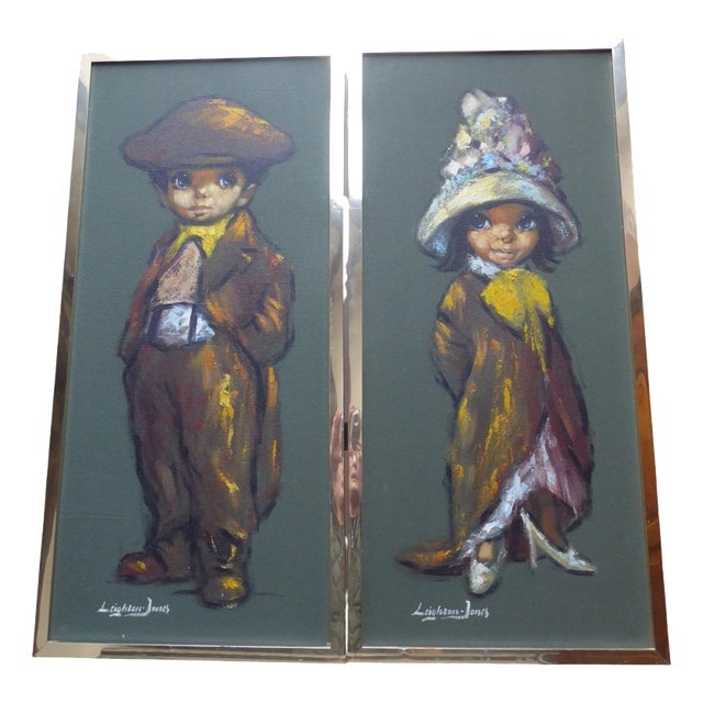 Barry Leighton-Jones, Pair of The Street Urchins, Mid Century, Oil Painting For Sale