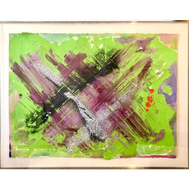 Plastic Sheila Elias, 1980's Mixed Media Painting Glitter Feminist Pop Art Miami Artist Sheila Elias, 1980 For Sale - Image 7 of 16