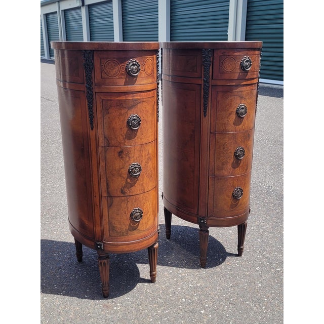 Pair 1920s Tall Oval French End Table Night Stands For Sale - Image 12 of 18