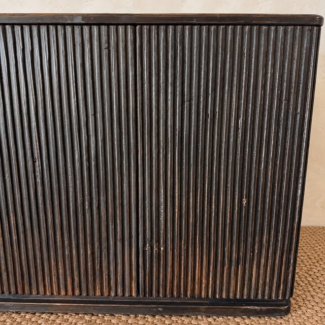 2020s Reeded Credenza in Weathered Black Cabinet For Sale - Image 5 of 18