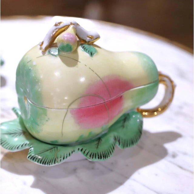 Ceramic Pair of 19th Century Russian Kuznetsov Hand-Painted Porcelain Pear-Form Tureens For Sale - Image 7 of 14