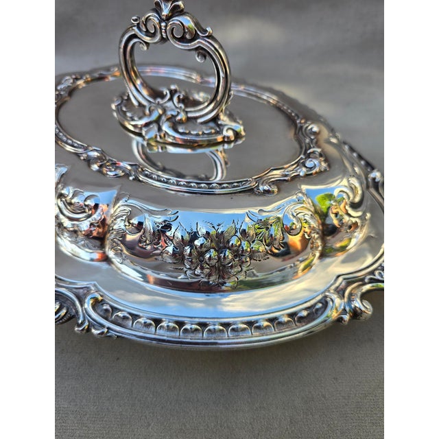 Victorian 1920s Silver Serving Dish With Lid For Sale - Image 3 of 17