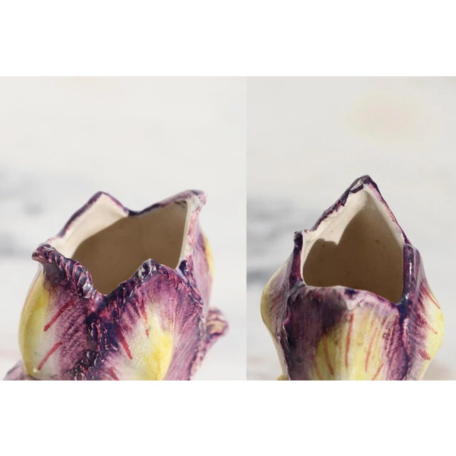 1900s Art Nouveau Majolica Iris French Vase For Sale - Image 9 of 13