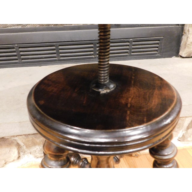Antique Victorian Melvin Bancroft Co. Swivel Piano Stool Lowell Ma Circa 1890 For Sale - Image 11 of 11