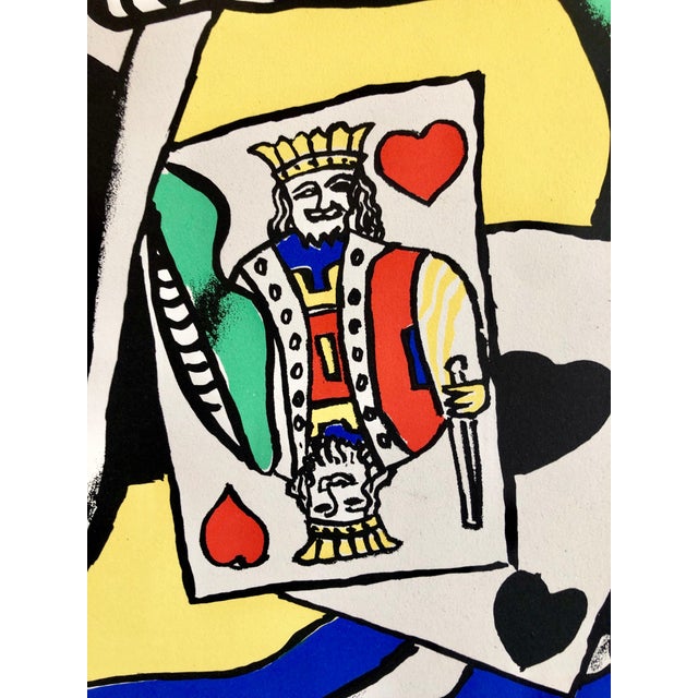 Fernand Léger (after) Fernand Léger, Fernand Leger School Prints Colorful Modernist King of Hearts Drawing Lithograph, c.1949 For Sale - Image 4 of 6