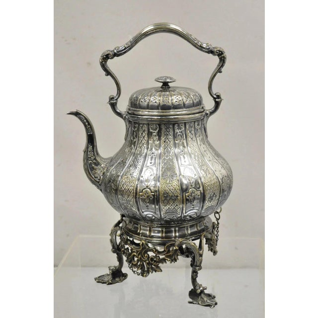 Antique Hunt & Roskell Late Store & Mortimer Silver Plated Tilting Tea Pot Stand For Sale - Image 11 of 12