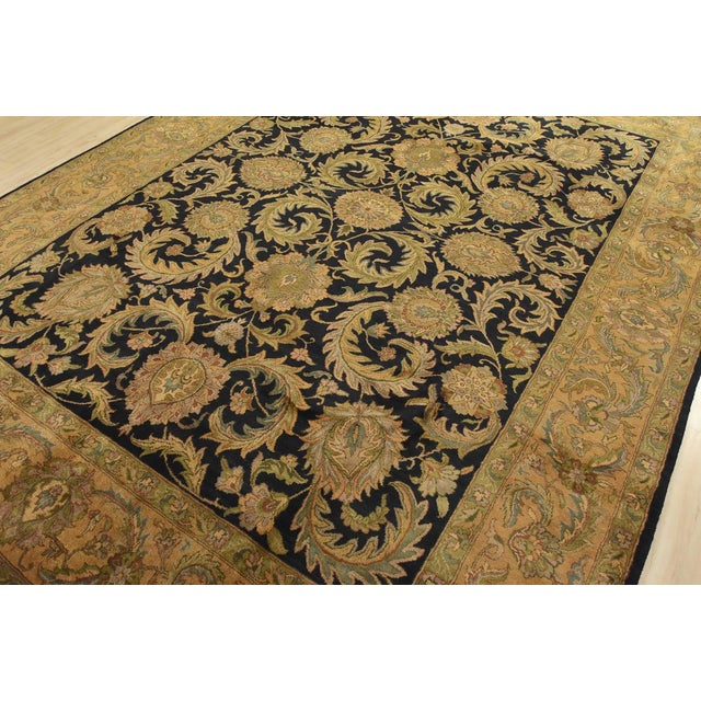 Farmhouse Agra Rug 8’11” X 12’1” Black Wool Traditional Hand-Knottd Oriental Carpet For Sale - Image 3 of 14
