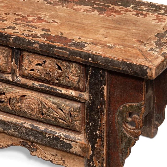 Shaanxi Carved Kang Table For Sale - Image 5 of 14