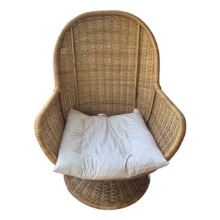 1970’s Rattan Swivel Egg Chair For Sale