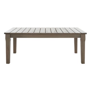 Martinique Wood Patio Coffee Table, Light Grey For Sale