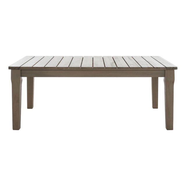 Martinique Wood Patio Coffee Table, Light Grey For Sale