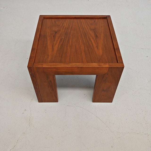 Small Square Walnut Coffee Table, 1970s, in Flawless conditions. Designed 1970 to 1979