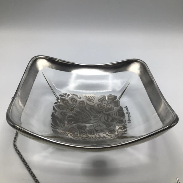 Georges Briard Georges Briard Glass Pickle Dish Bowl With Attached Cocktail Fork For Sale - Image 4 of 12