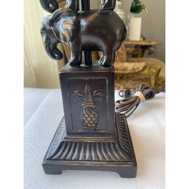 Vintage Elephant Table Lamp, Black & Gold Hollywood Regency, Sculptural Animal Lamp, Tropical Asian-Inspired Decorative Lighting For Sale In Naples, FL - Image 6 of 9