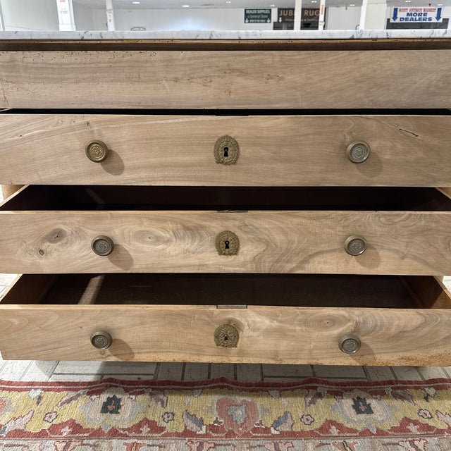 19th Century French Empire Style Bleached Commode With Marble Top For Sale - Image 9 of 11
