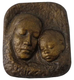 German Bronze Relief of Mother with Baby, 1940s