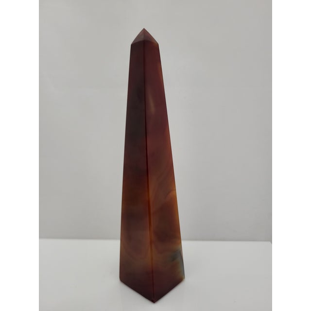 Polished Carnelian Druzy Agate Crystal Healing Obelisk Tower 8 3/4" For Sale - Image 9 of 13