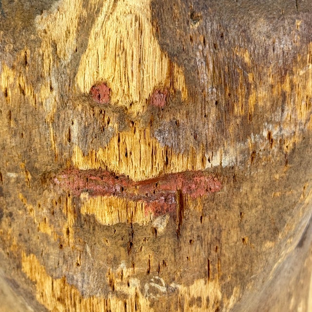 Wood Vintage French Milliners Winking Cork Mannequin Head Bust, Painted With Red Lips For Sale - Image 7 of 11
