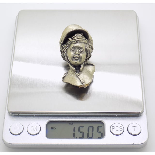 Metal Vintage Handmade Italy Genuine Silver Uno-a-Erre Boy Upper Body Solid Figurine For Sale - Image 7 of 8