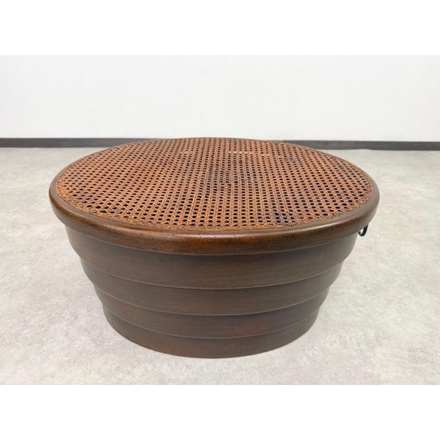 Antique Bentwood Laundry Basket with Rattan Lid from Gebrüder Thonet, 1895 For Sale - Image 4 of 14