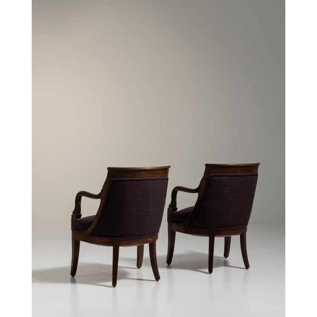 Red Early 20th Century Empire Red Wood Pair of Club Chairs For Sale - Image 8 of 12