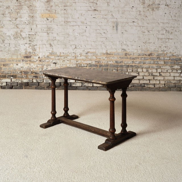 French 19th Century French Marble & Oak Table For Sale - Image 3 of 6