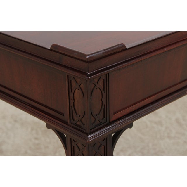 Pair of Baker Chippendale Mahogany Lamp Tables W. Drawer For Sale - Image 11 of 18