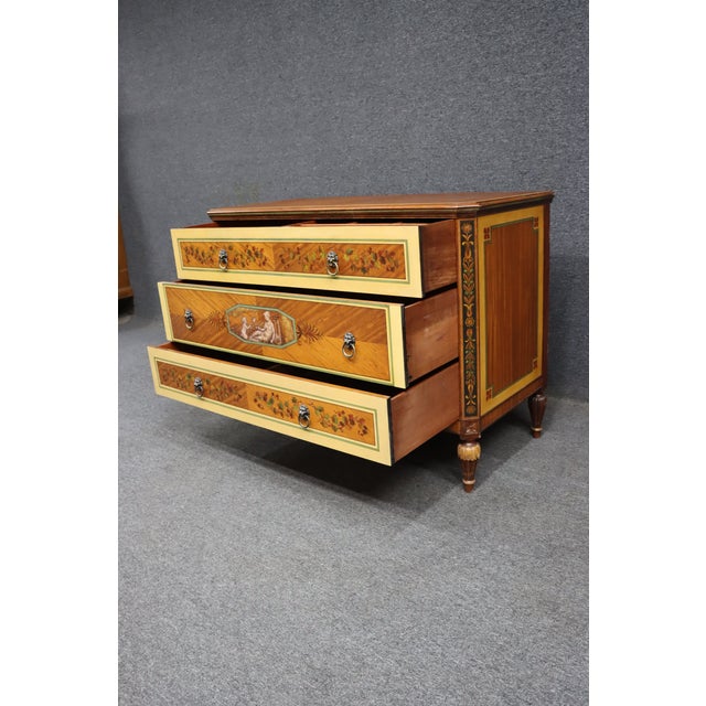 Brown Robert Irwin Satinwood & Paint Decorated Neoclassical Dresser / Chest For Sale - Image 8 of 17