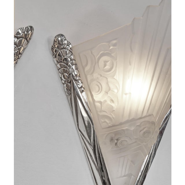 Metal 1930s French Art Deco Wall Sconces by Sevb France - A Pair For Sale - Image 7 of 10