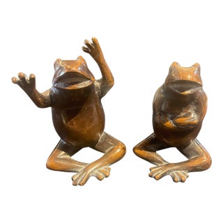 Original Bronze Sculpture Pair Frogs by Frederick Cooper For Sale