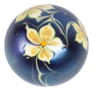 1976 Iridescent Art Glass Paperweight by Orient & Flume