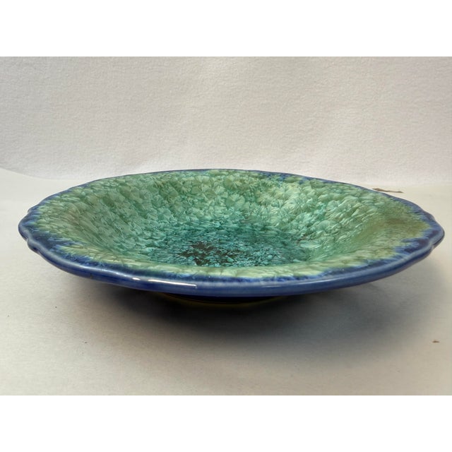 Edgecomb Potters Crystalline Starburst Glaze Beachy Aqua Blue Green Bowl Dish Handmade Pottery For Sale In Los Angeles - Image 6 of 9