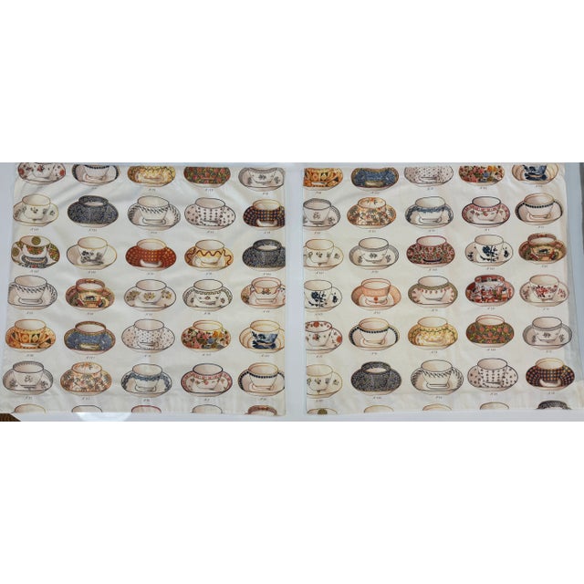 Pierre Frey Pierre Frey Teacup Fabric "Minton Blanc" Rod Pocket Cafe Curtains (2) For Sale - Image 4 of 4