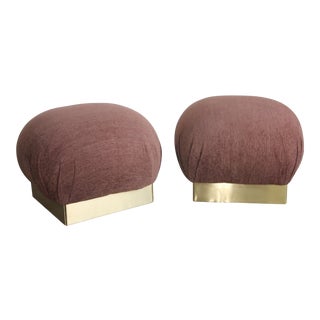 1970s Vintage Pouf Ottomans in the Style of Karl Springer - a Pair For Sale