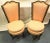 Sweet petite pair of antique boudoir chairs! These French chairs have a carved wood frame, with cabriole legs, and high...