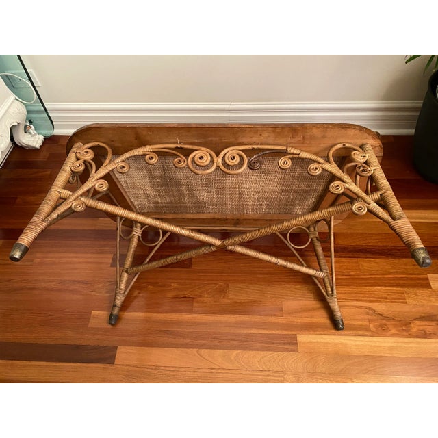 Antique American Victorian Wicker and Cane Courting Bench Chair Settee For Sale - Image 9 of 13