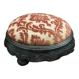 1890s Victorian Art Nouveau Antique Cushioned Stool, English, Ebonised, Footstool