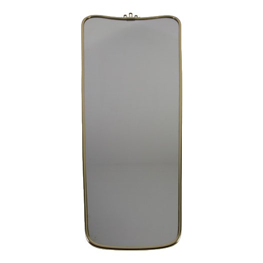 Italian Brass Framed Wall Mirror, 1960s For Sale
