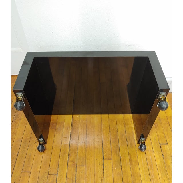 1970s 1970s Black Laquer With Chrome Casters Accent Table For Sale - Image 5 of 9