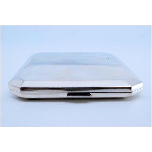 Metal Plain Silver Cigarette Case with Beveled Corners For Sale - Image 7 of 10