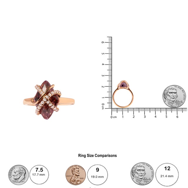 14K Rose Gold 1/5 Cttw Diamond Wrapped 15x15 MM Purple Amethyst Cocktail Ring For Sale In New York - Image 6 of 6